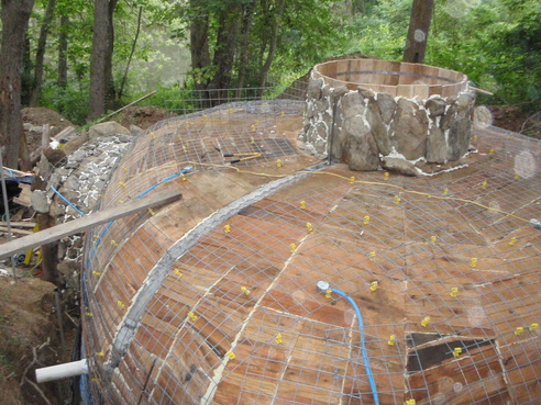 hobbit house construction, concrete dome, underground